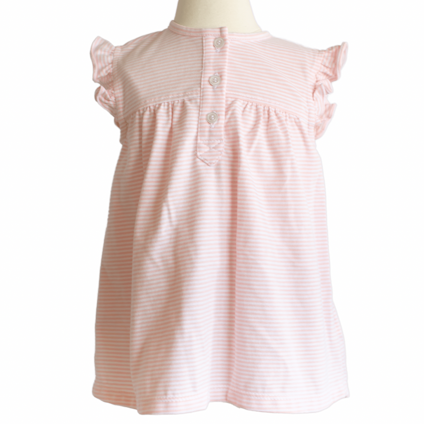 Knit Ruffle Top - Pink Candy Stripe