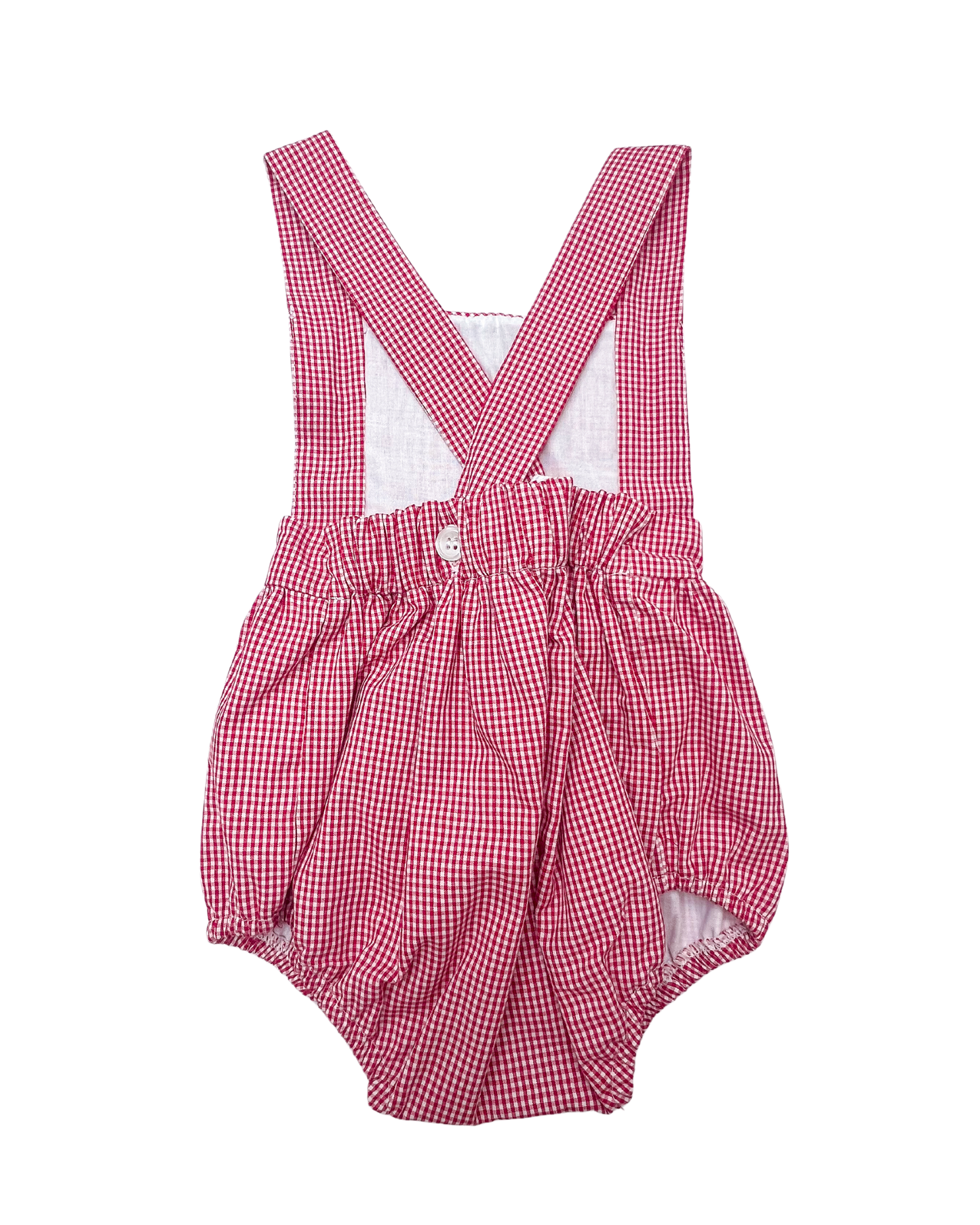 Smocked Edward Bubble - Red Seersucker