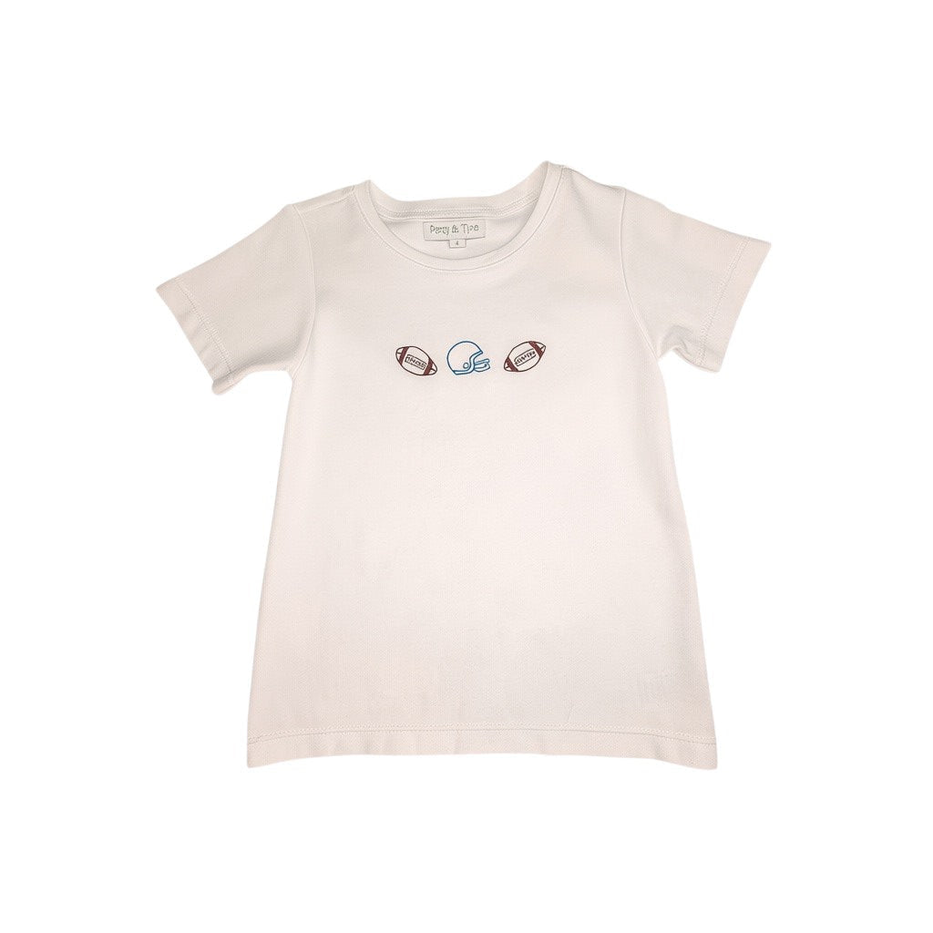 Embroidered Tee - Royal Blue & White