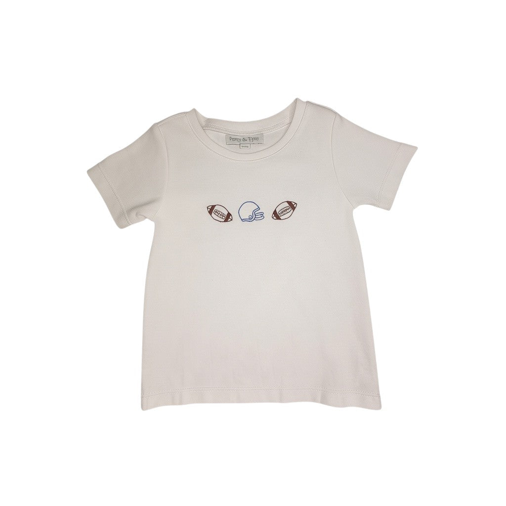 Embroidered Tee - Royal Blue & Red