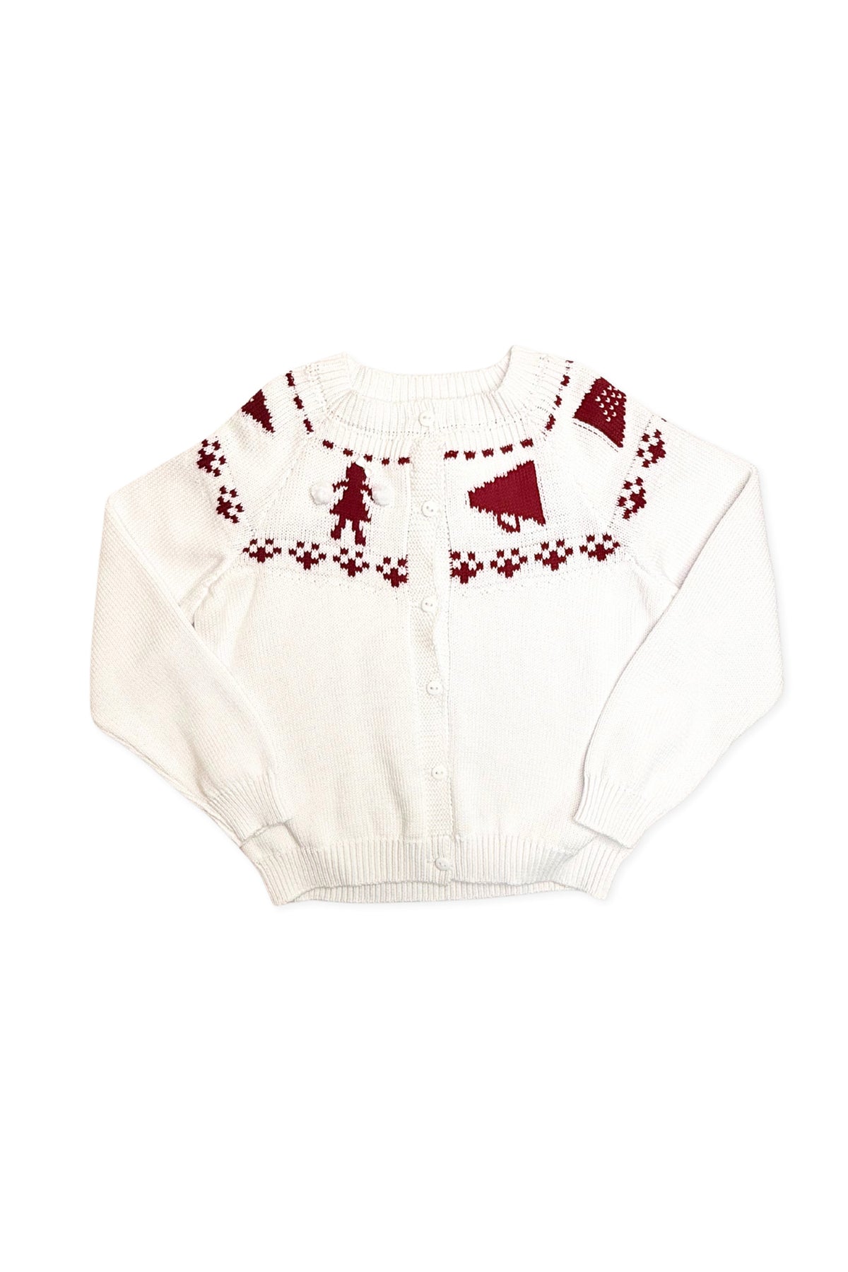 Girls Fair Isle Sweater - Crimson & White Cheerleader