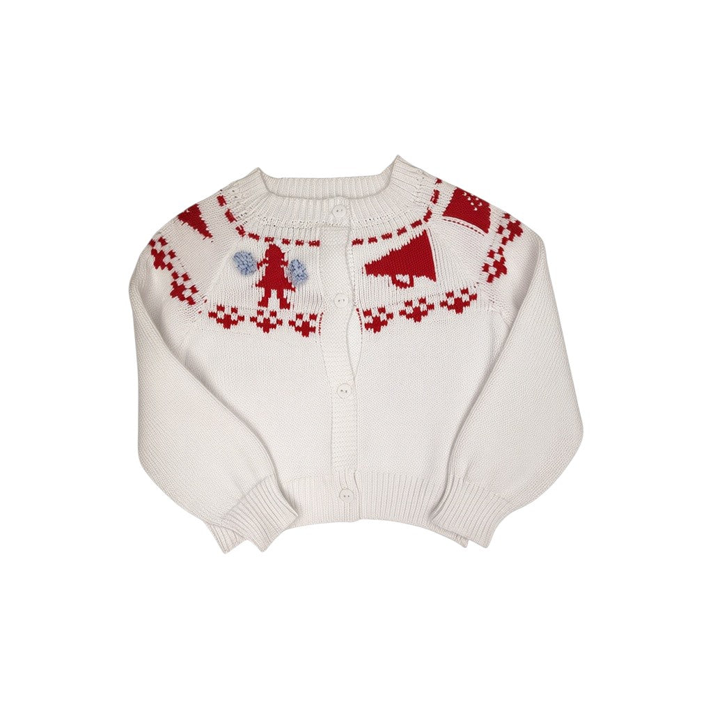 Girls Fair Isle Sweater - Royal Blue & Red Cheerleader