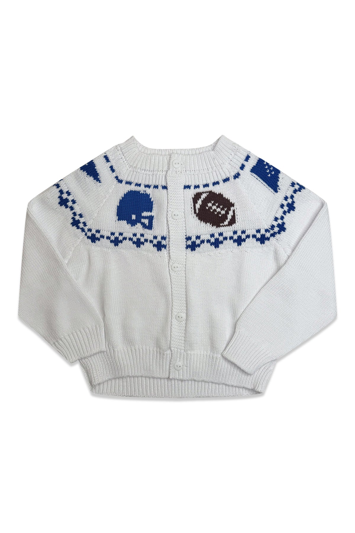Boys Fair Isle Sweater - Royal Blue & White