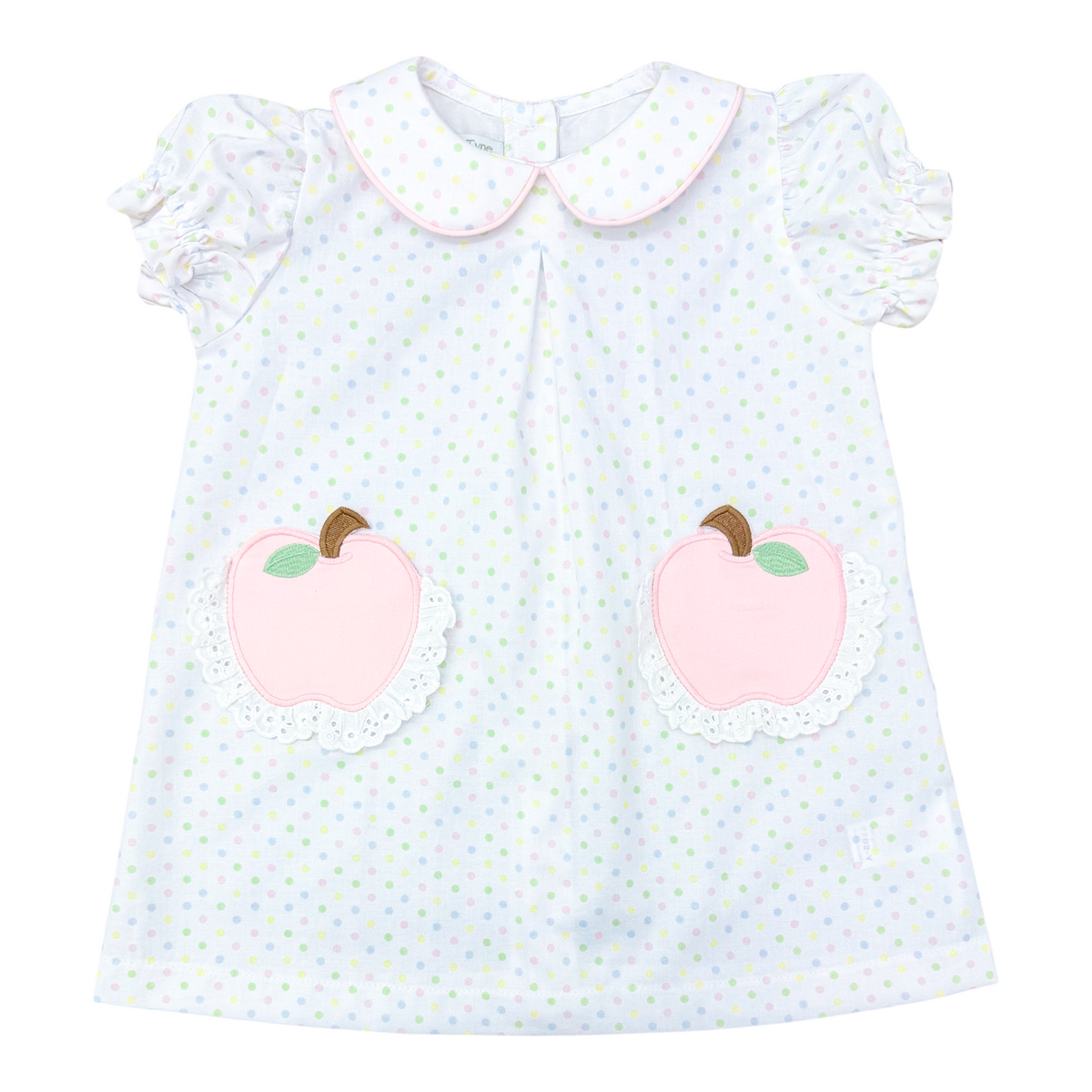 S/S Day Dress - Pastel Bitty Dot w/ Pink Apples