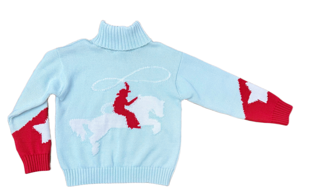 Boys Sundance Sweater - Baby Blue Sweater w/ Cowboy Stitching