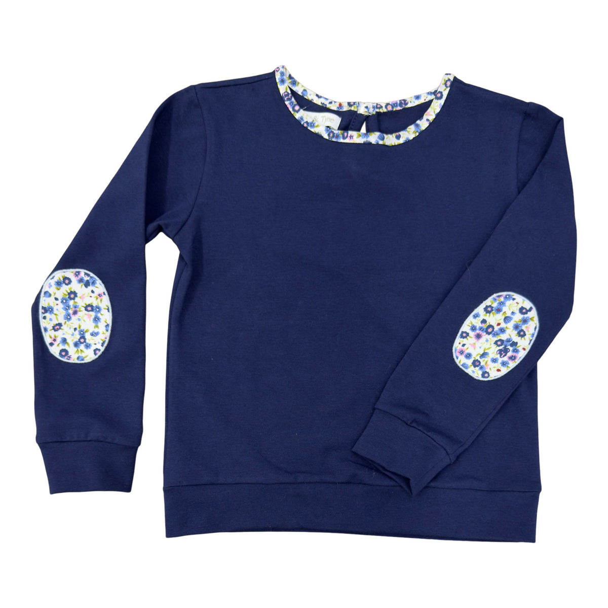 Girls Crewneck Sweatshirt - Navy Knit w/ Posey Floral