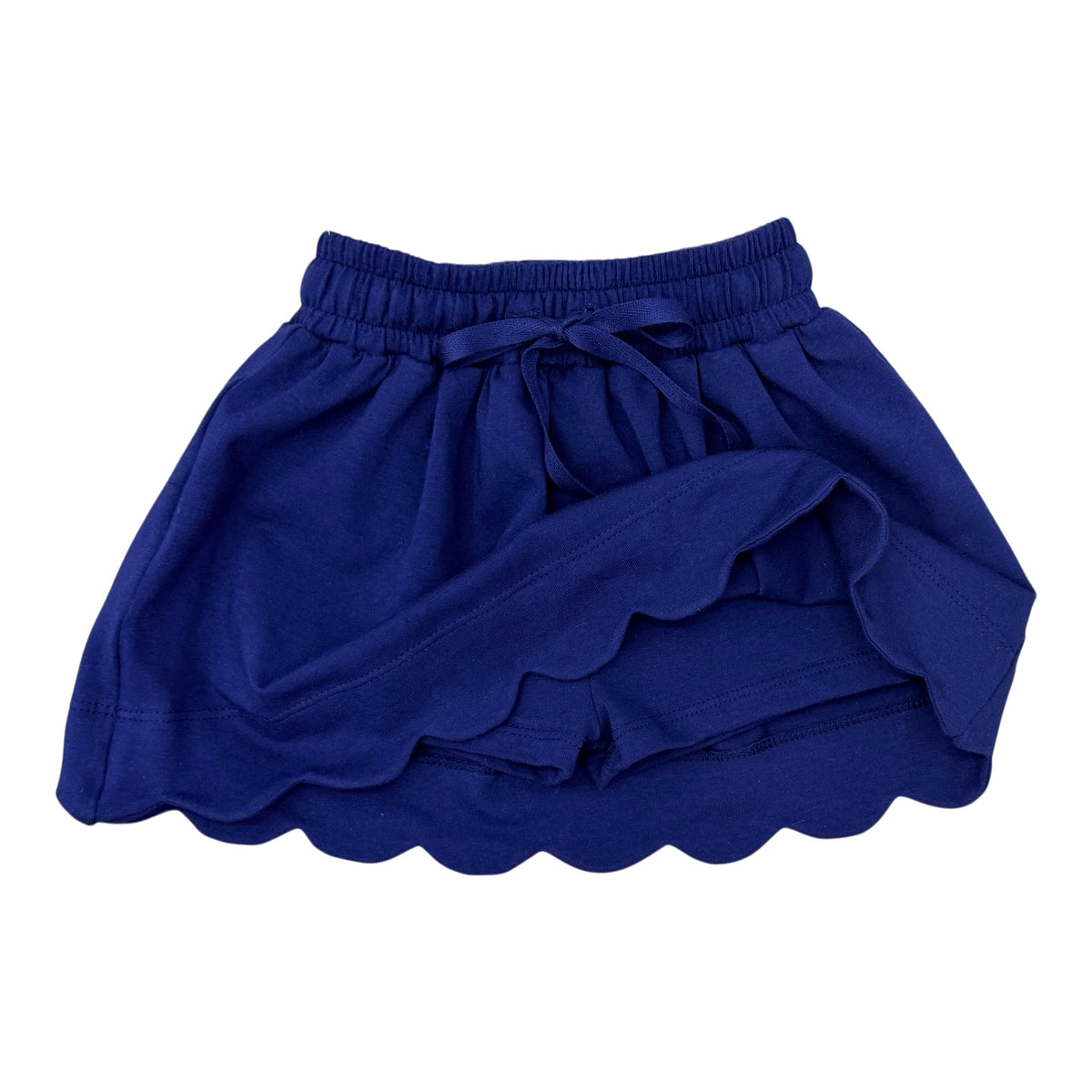 Drawstring Scallop Skort - Navy Knit (Copy)
