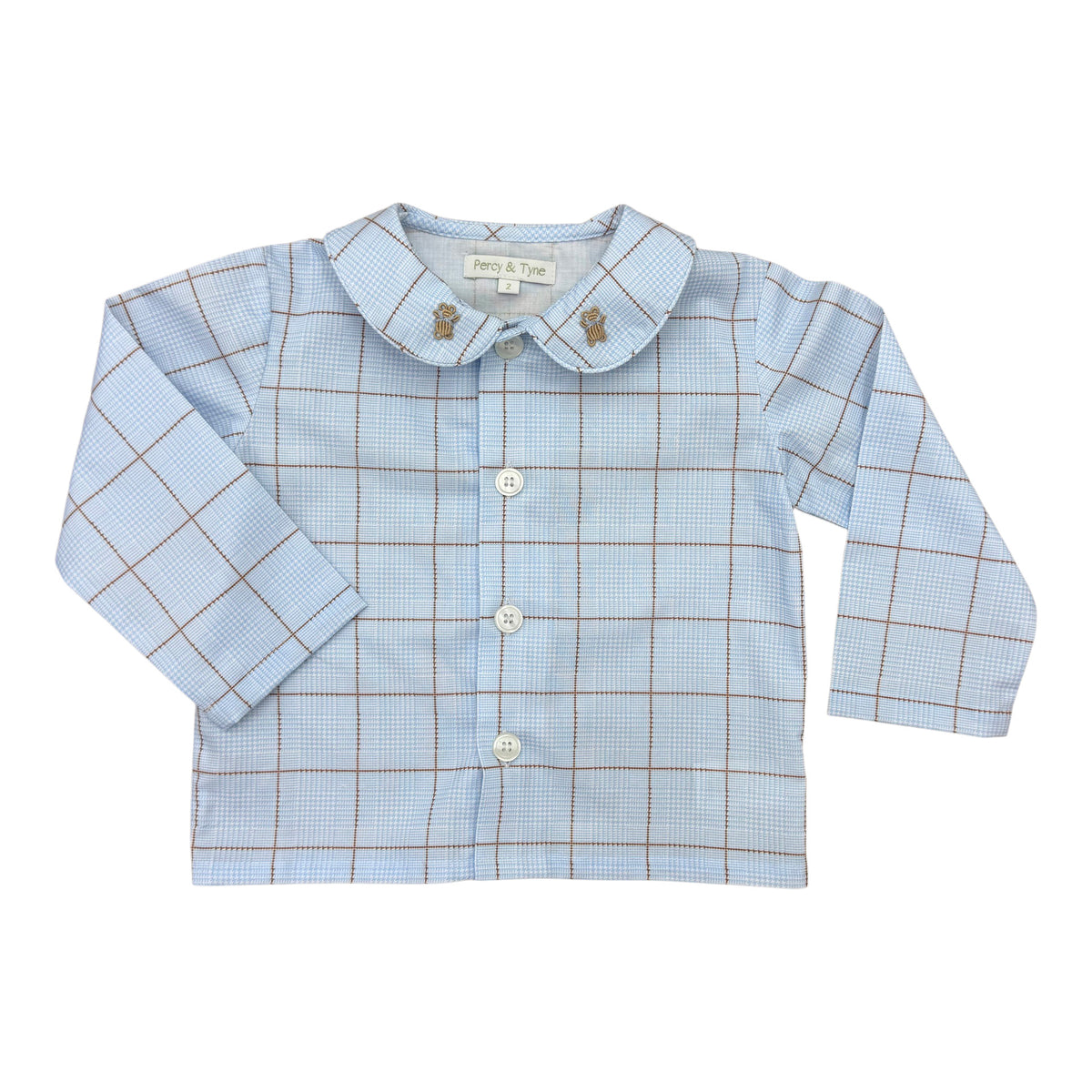 L/S Jon Jon Shirt - Piccadilly Plaid w/ Teddy Bear Embroidery