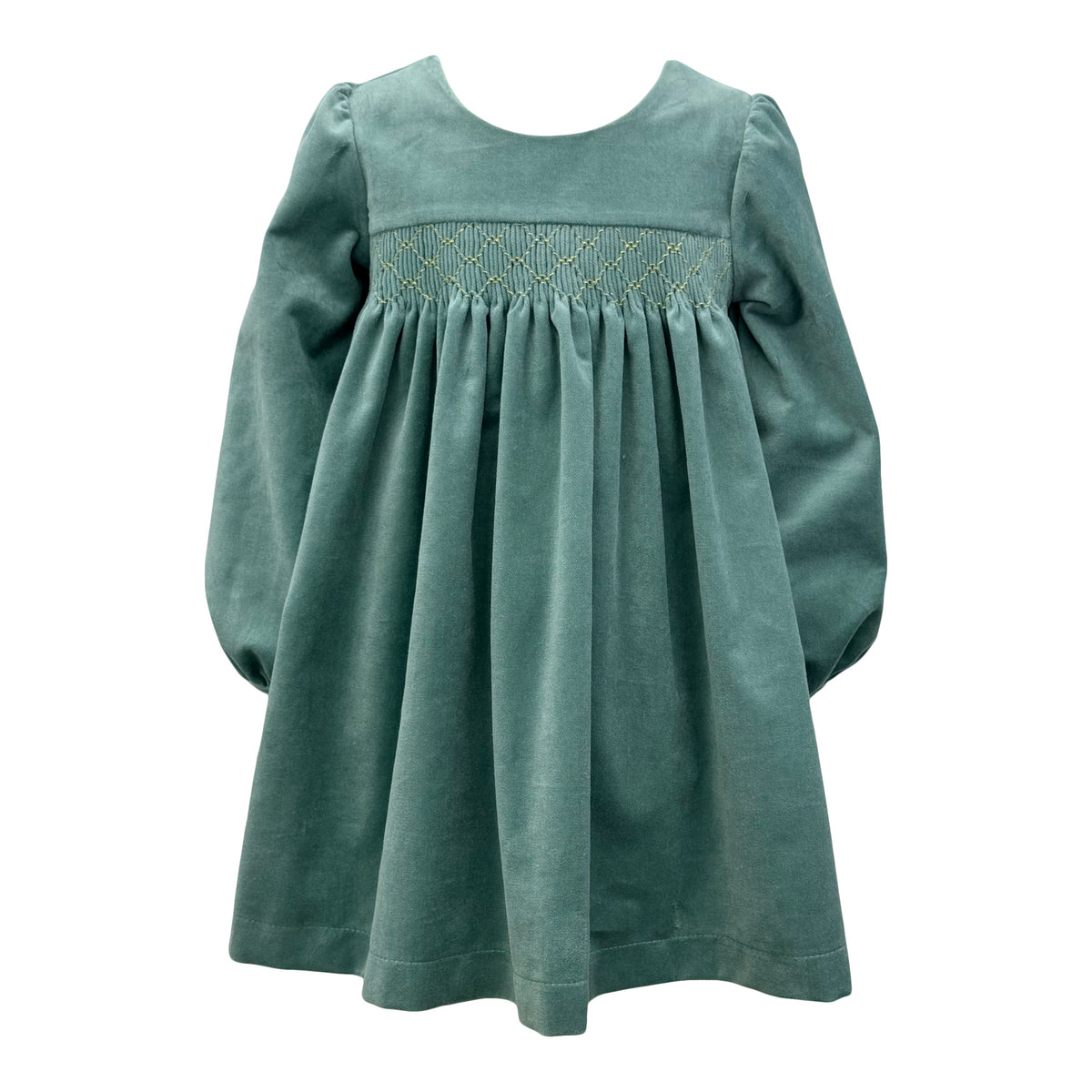 Hermia Dress - Welsh Velvet w/ Gold Metallic Smocking