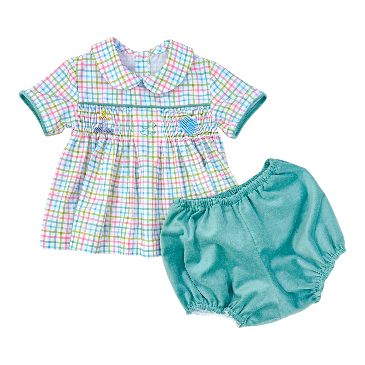 Arthur Bloomer Set - Chaucer Plaid w/ Welsh Velvet & Knights Tale Embroidery