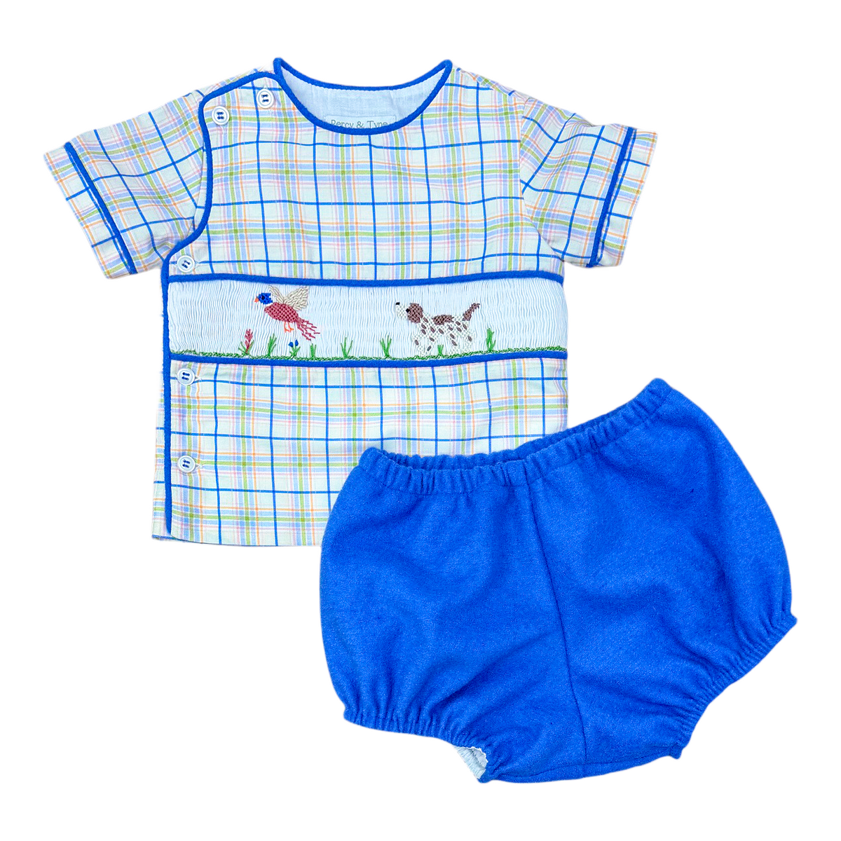 Beau Bloomer Set - Pointer Plaid Top w/ Blue Wool