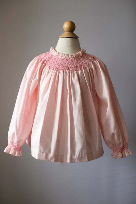 Addison Blouse L/S- Pink Smocking