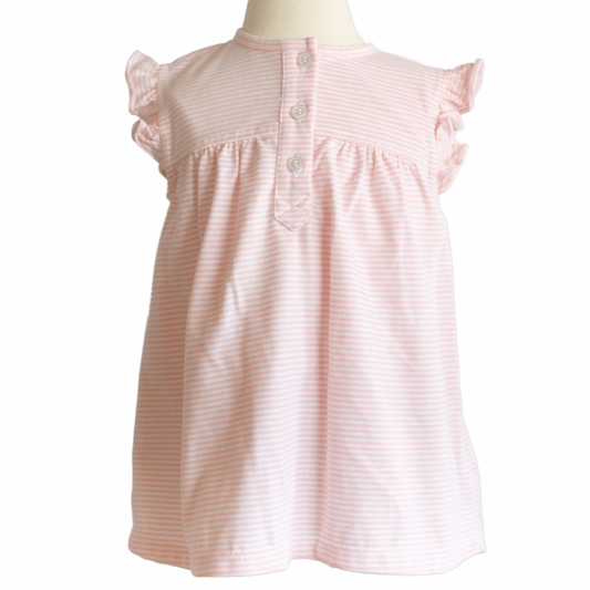 Knit Ruffle Top - Pink Candy Stripe