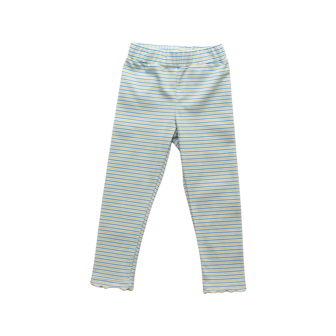 Scallop Legging - Blue/Green Candy Stripe