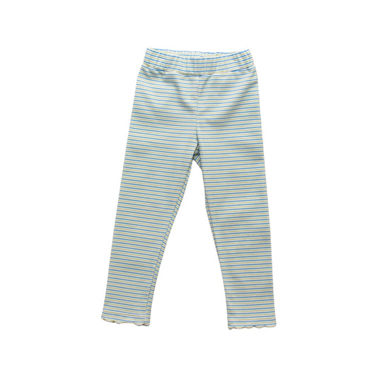 Scallop Legging - Blue/Green Candy Stripe