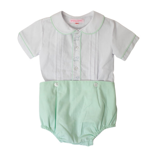  Button On Bloomer Set - w/ White & Mint Lamb