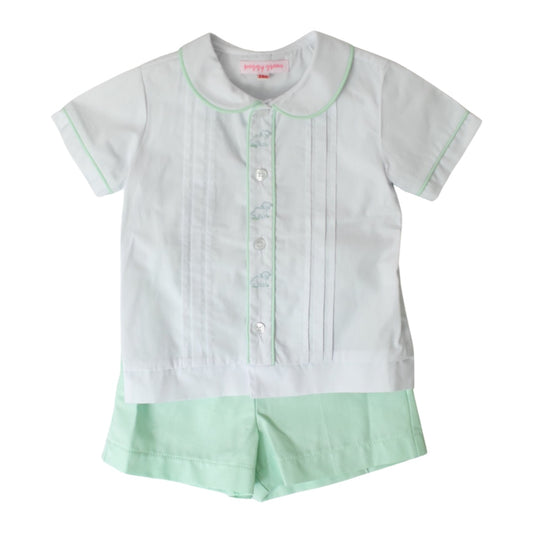 Short & Top Set - White & Mint Lamb