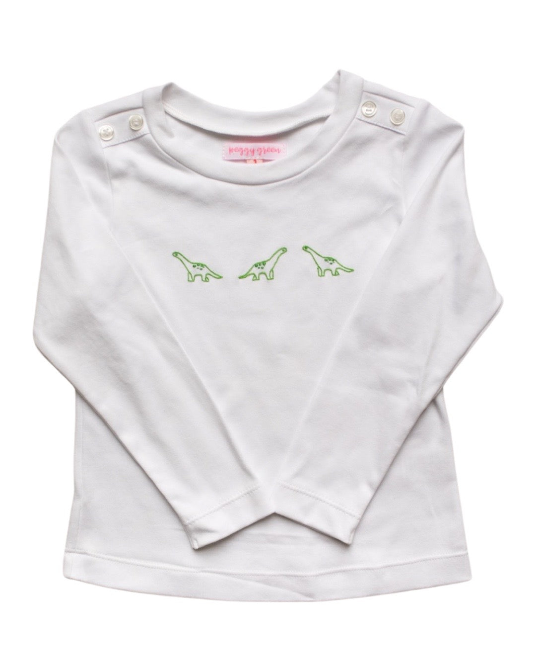 Long Sleeve Embroidered Tee - Embroidered Dino