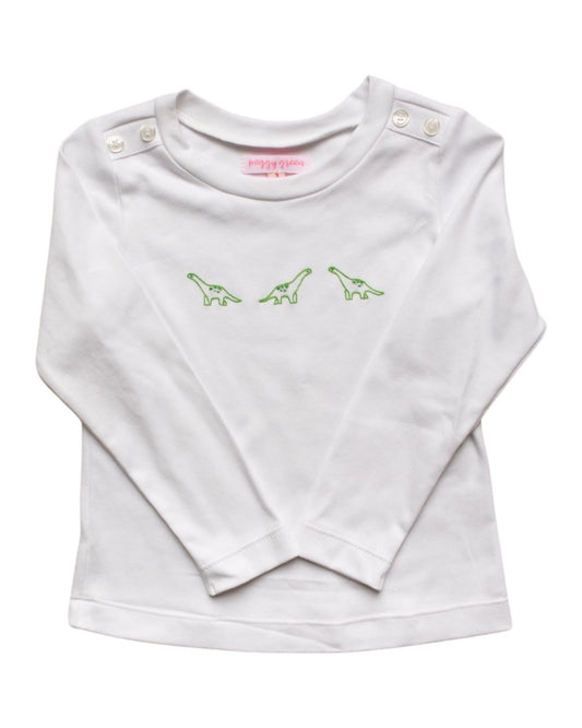 Long Sleeve Embroidered Tee - Embroidered Dino