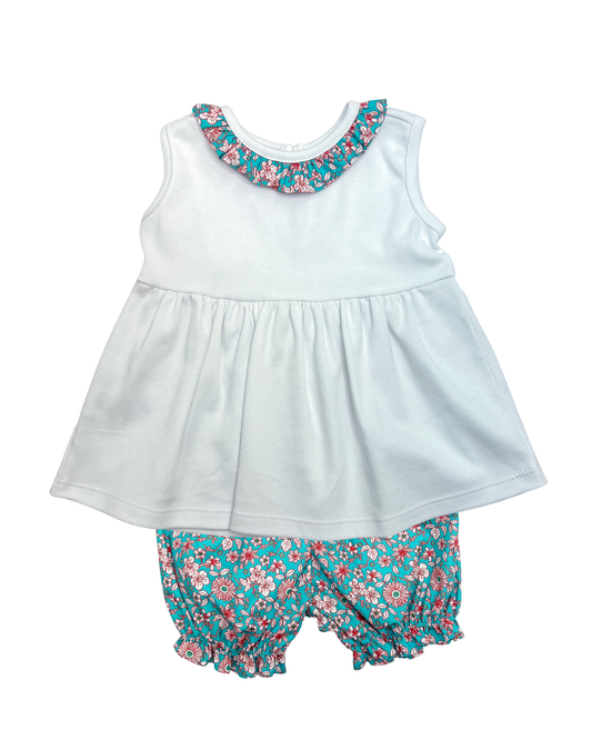 Sleeveless Allie Bloomer Set - White w/ Jamaica Floral