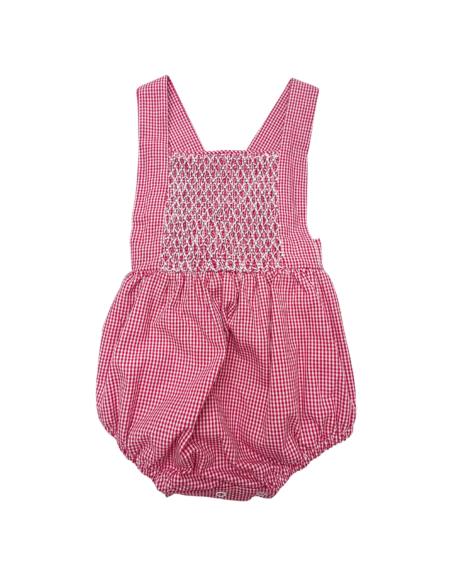 Smocked Edward Bubble - Red Seersucker
