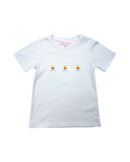 Embroidered Tee - Sailboats
