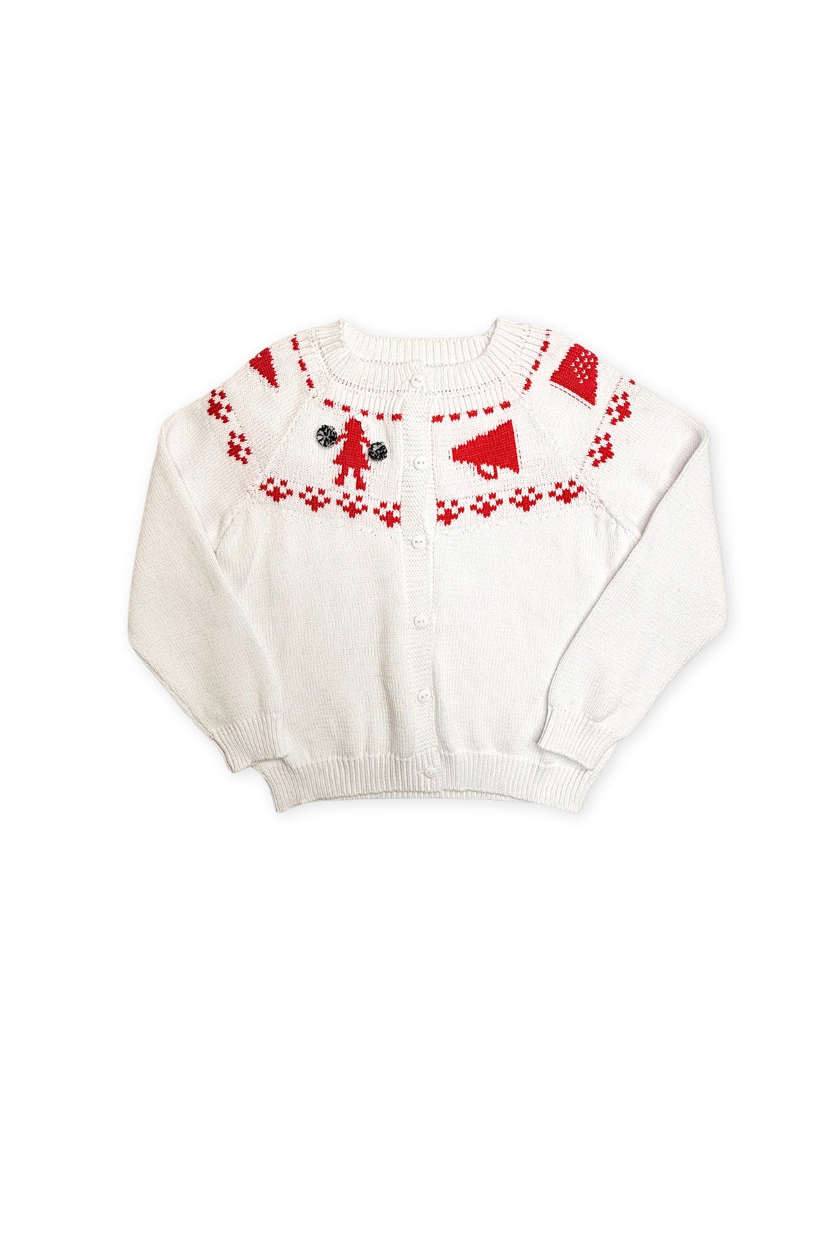 Girls Fair Isle Sweater - Red & Black Cheerleader