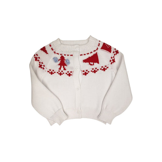 Girls Fair Isle Sweater - Royal Blue & Red Cheerleader