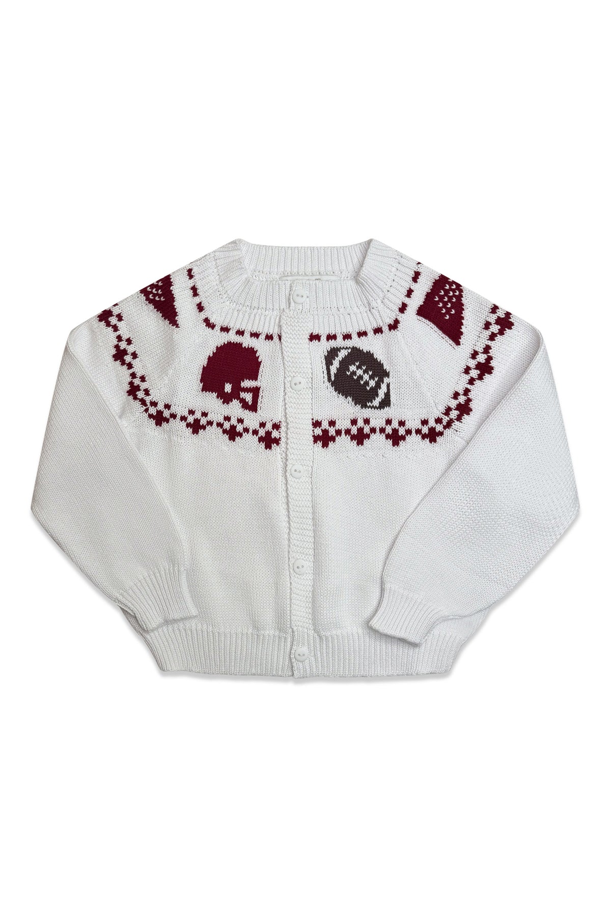 Boys Fair Isle Sweater - Crimson & White