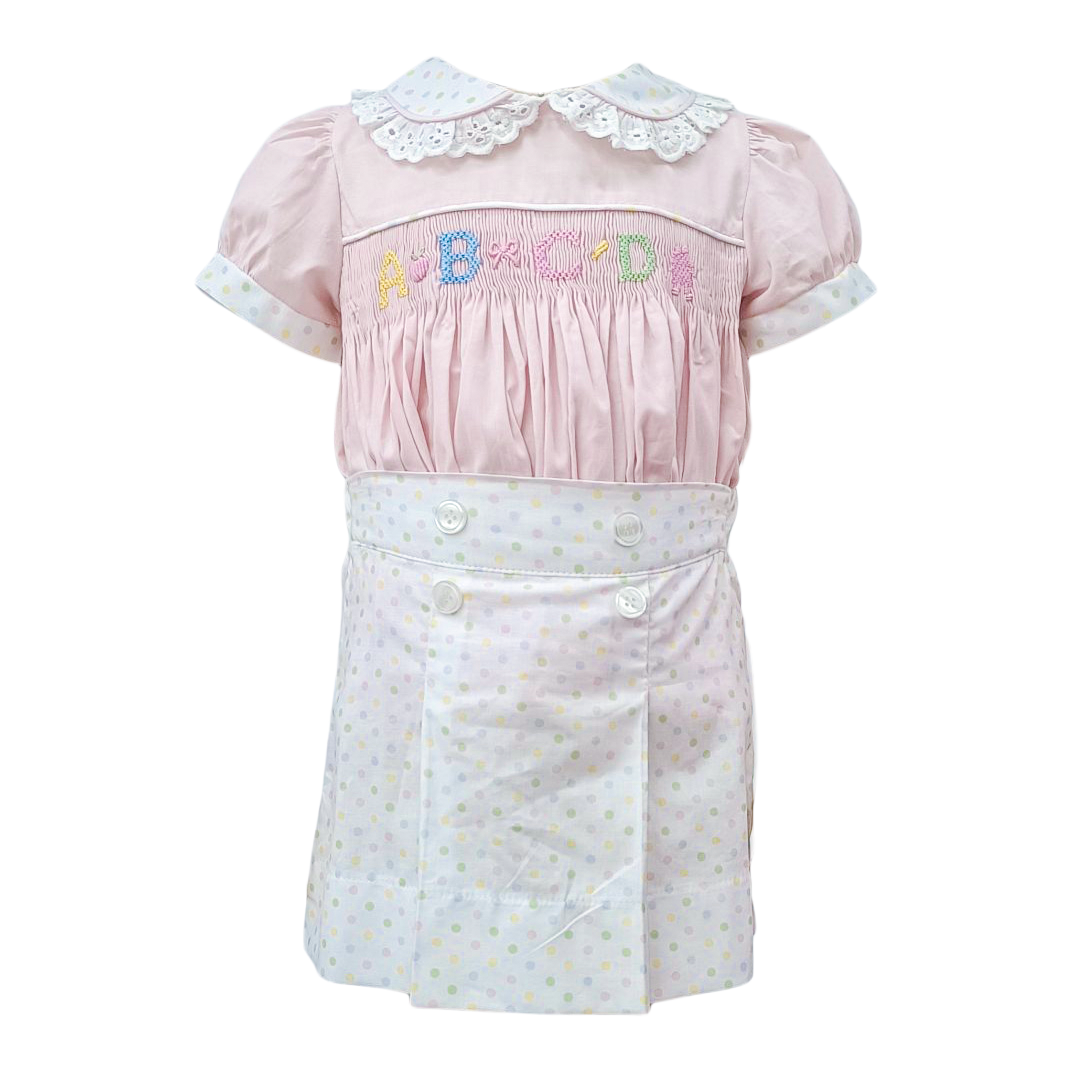Martha Dress - Pastel Bitty Dot w/ ABC Smocking