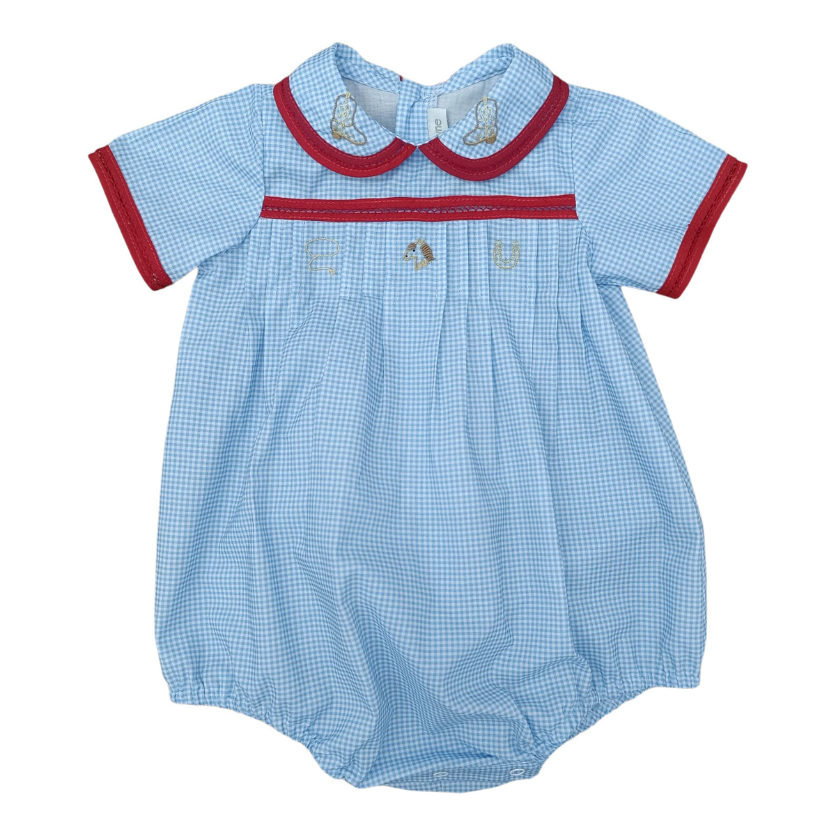 Hank Bubble - Blue Gingham w/ Cowboy Embroideries