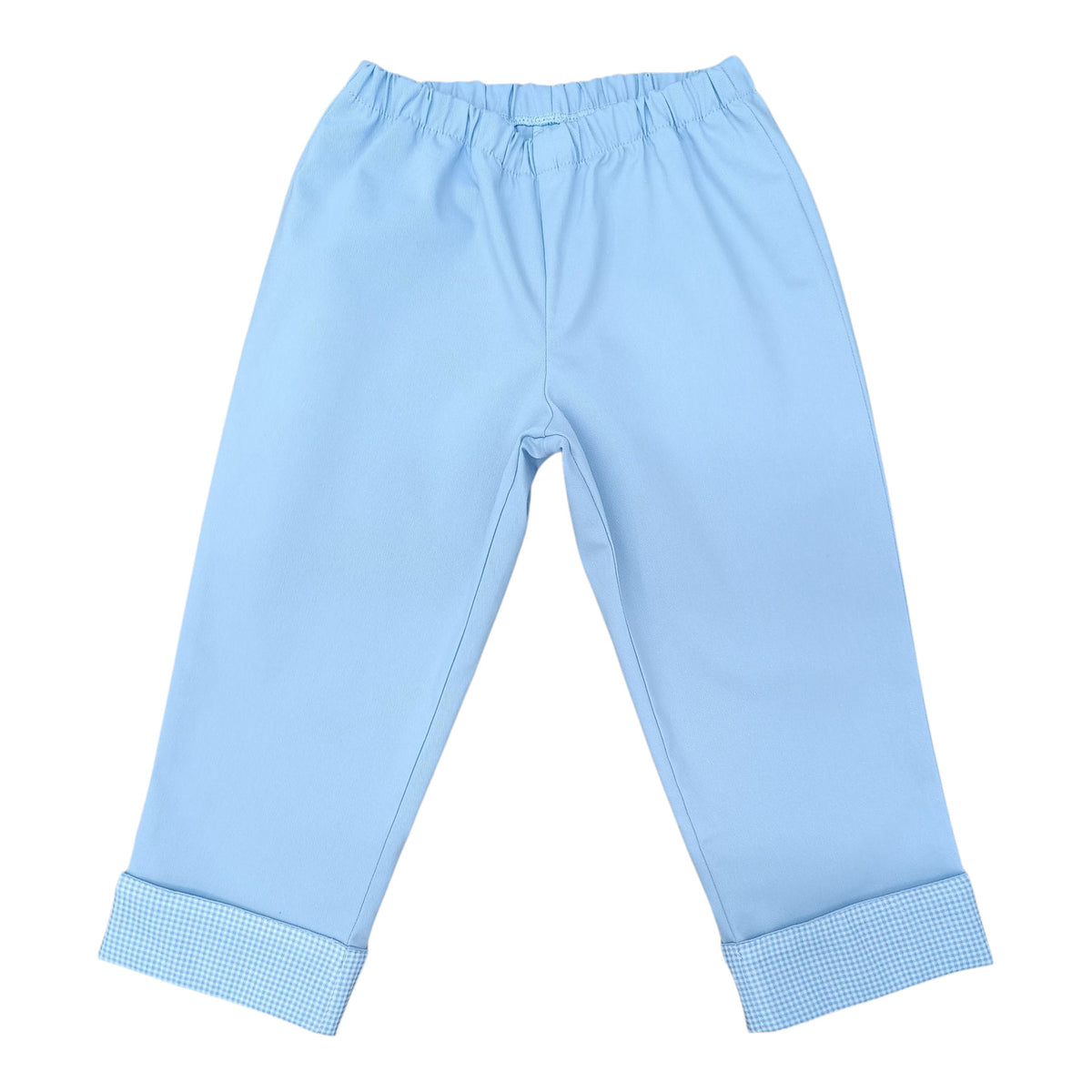 Pull On Pant - Baby Blue Twill w/ Blue Gingham