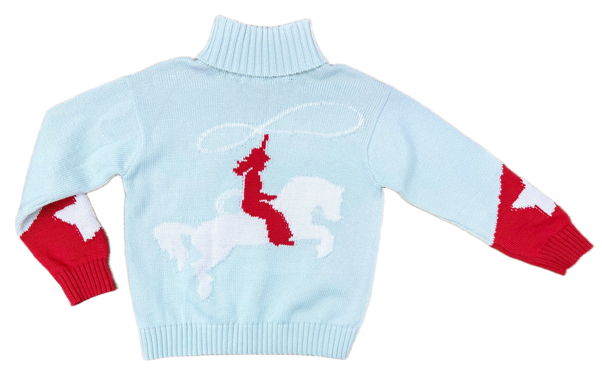Girls Sundance Sweater - Baby Blue Sweater w/ Cowgirl Stitching