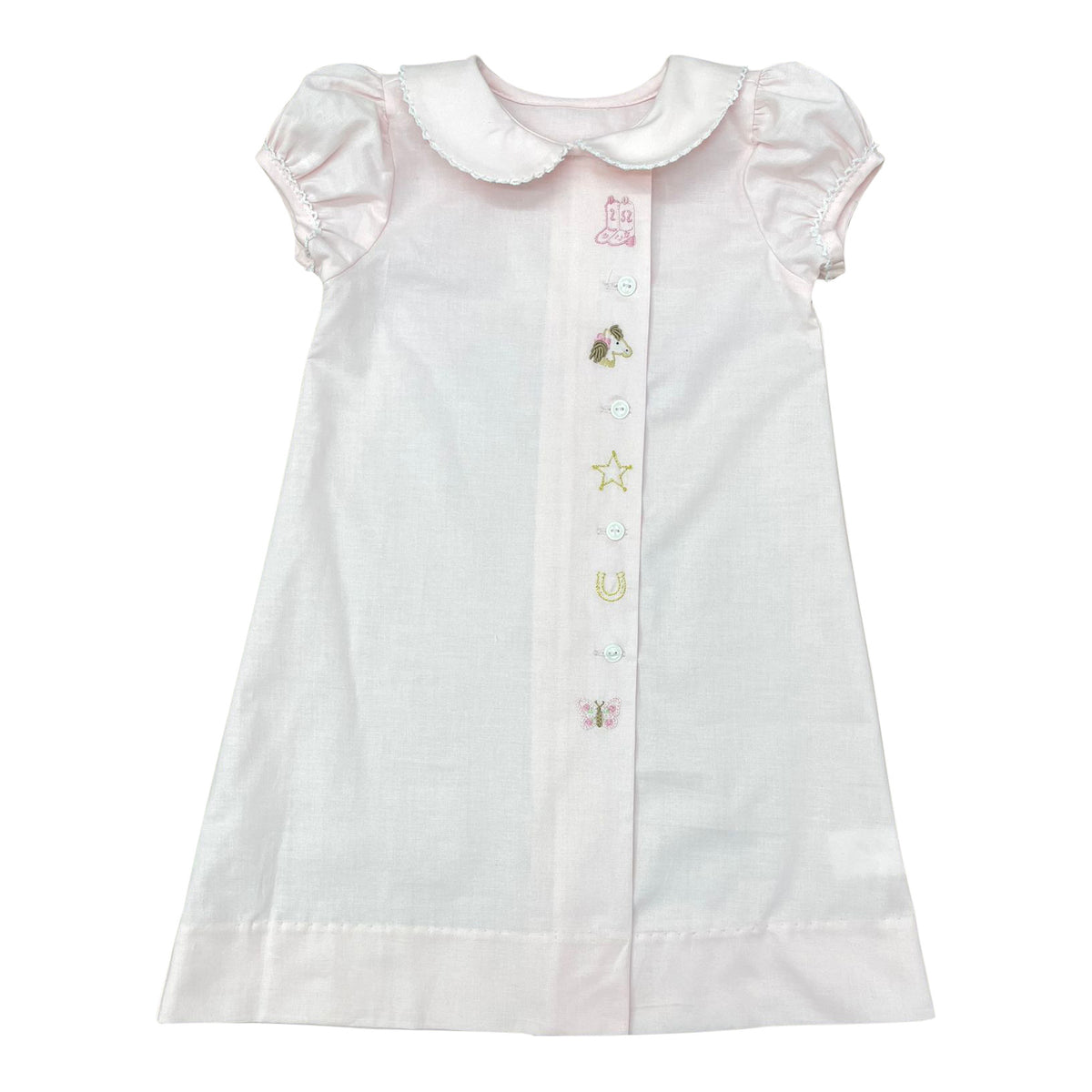 Girls Daygown  - Pink Batiste w/ Cowgirl Embroideries
