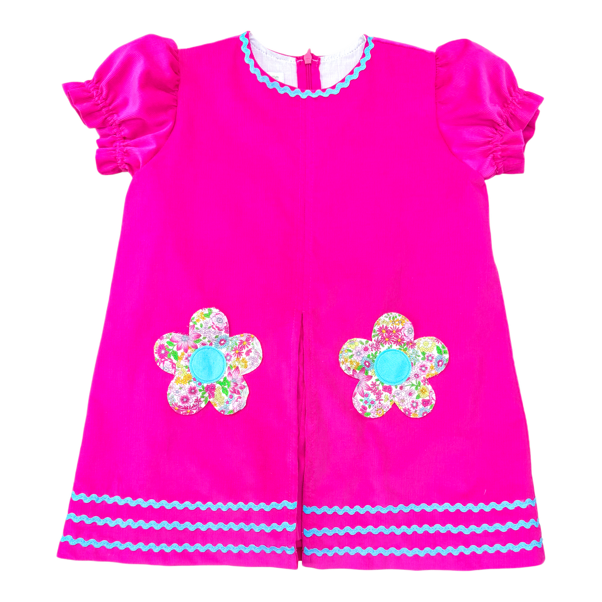 Farrah Romper - Pink Corduroy w/ Mira Floral Pockets