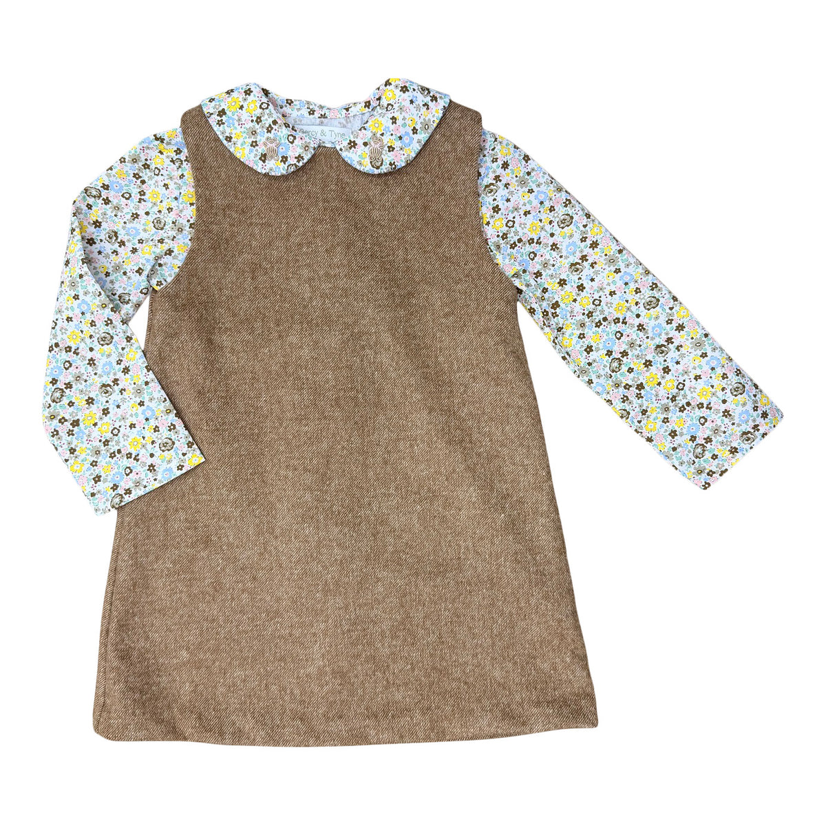 Sophie Blouse & Ella Jumper - Paddington w/ Teddy Bear Embroidery & Roosevelt Tweed