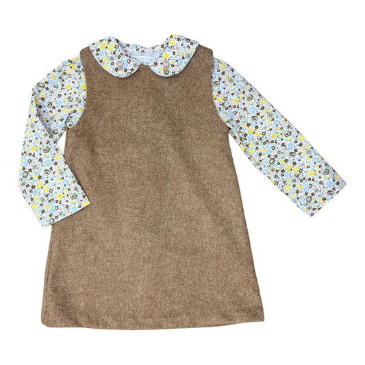 Sophie Blouse & Ella Jumper - Paddington w/ Teddy Bear Embroidery & Roosevelt Tweed