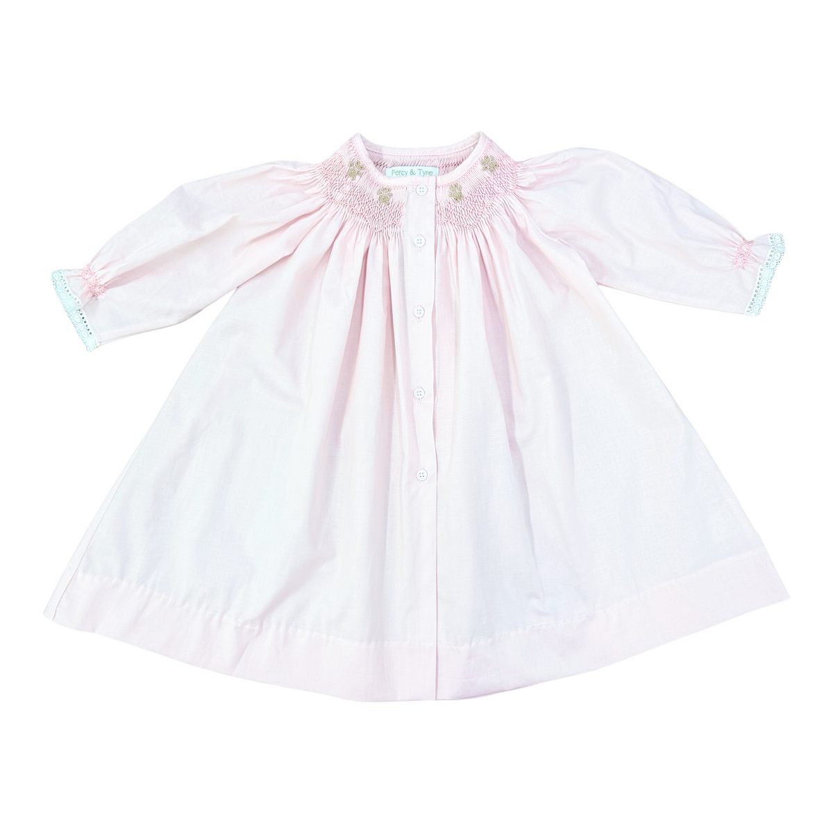Girls Heirloom Daygown - Pink Batiste w/ Teddy Bear Embroideries