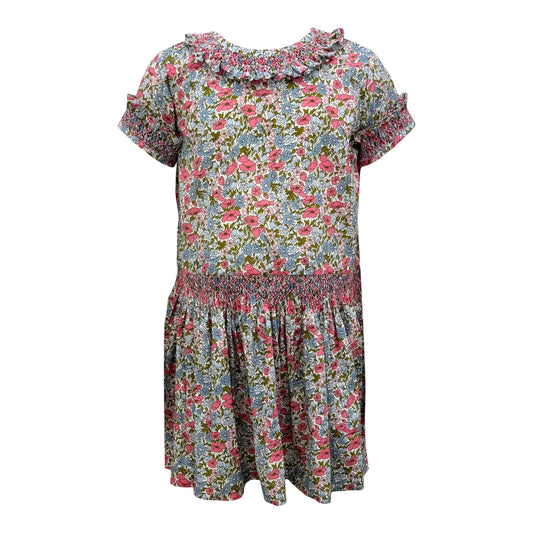Titania Dress - Enchanted Floral w/ Pink Smocking