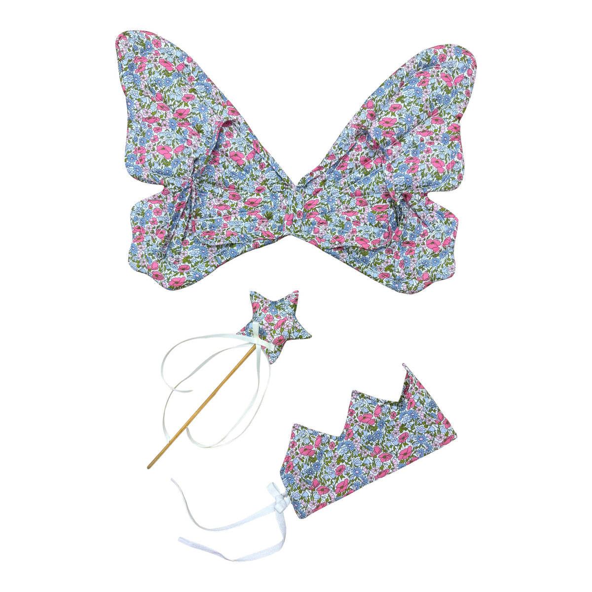Fairytale Dress Up - Enchanted Floral Crown, Magic Wand & Fairy Wings
