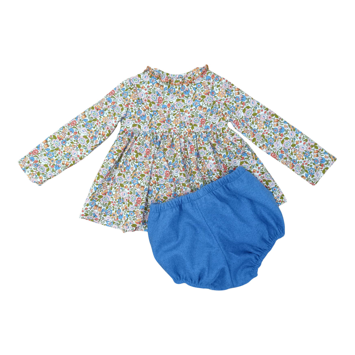 Bea Bloomer Set - Pheasant Floral Top w/ Blue Wool Bloomer