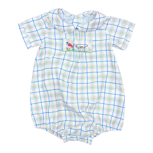 Anderson Bubble - Pointer Plaid w/ Pointer And Pheasant Embroidery & Blue Wool