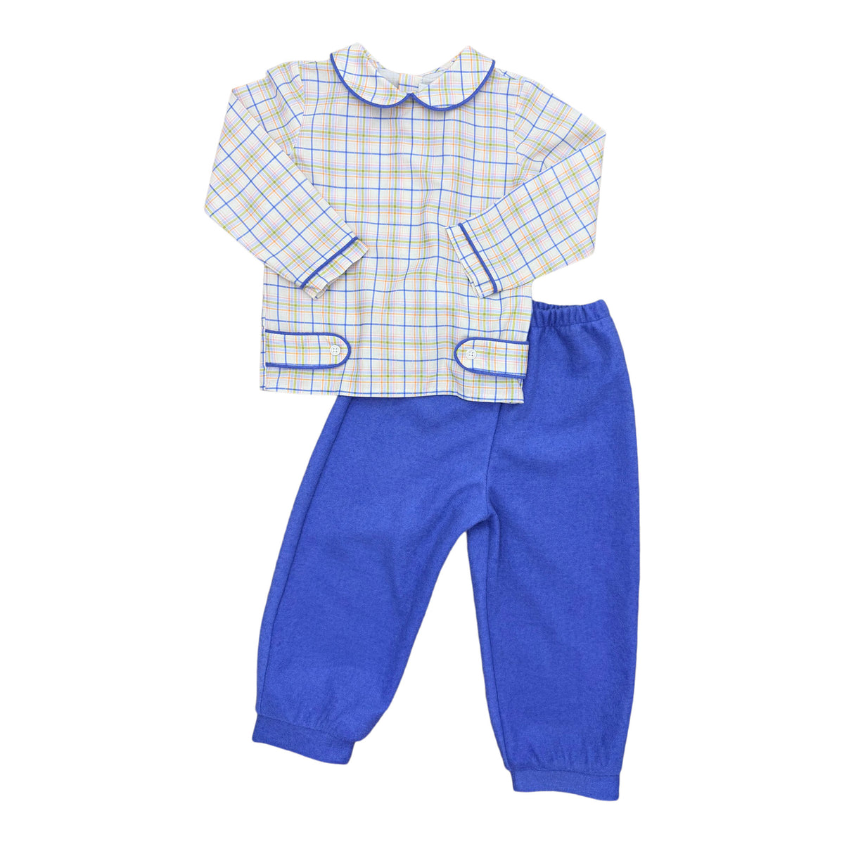 Tab Pant Set - Pointer Plaid Top w/ Blue Wool