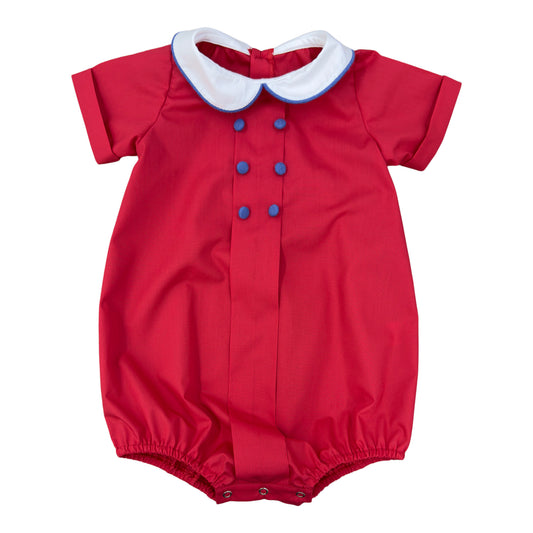 Townes Bubble - Red W/ Blue Piping & Buttons