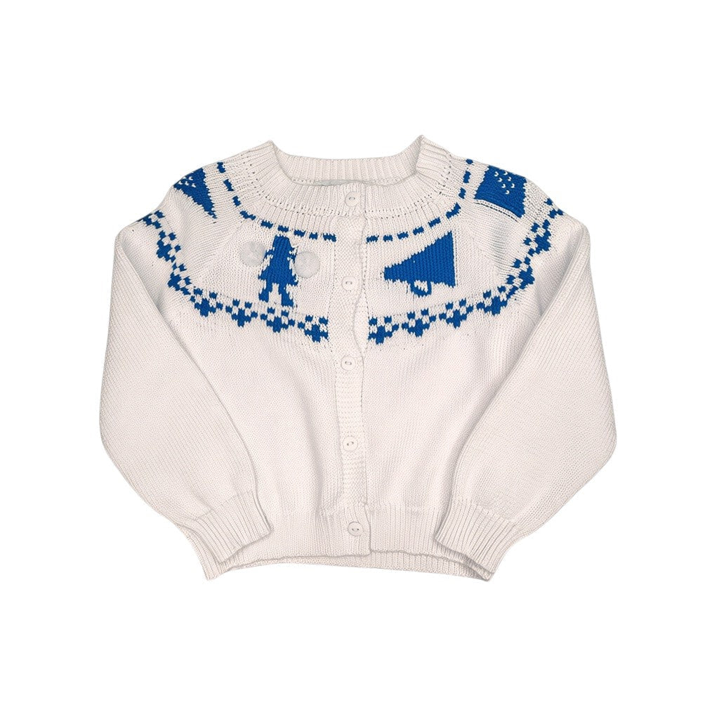 Girls Fair Isle Sweater - Royal Blue & White Cheerleader