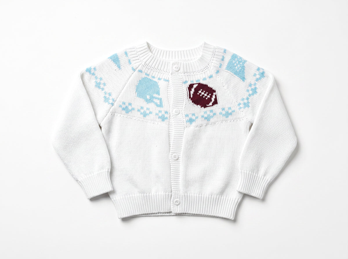 Boys Fair Isle Sweater - Light Blue & White