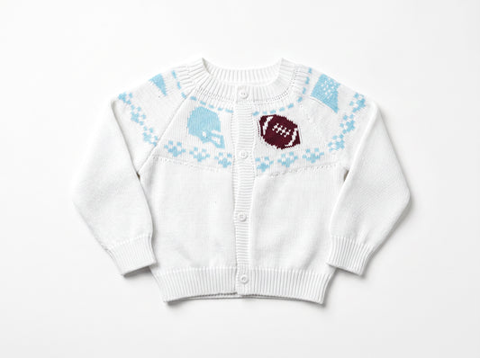 Boys Fair Isle Sweater - Light Blue & White