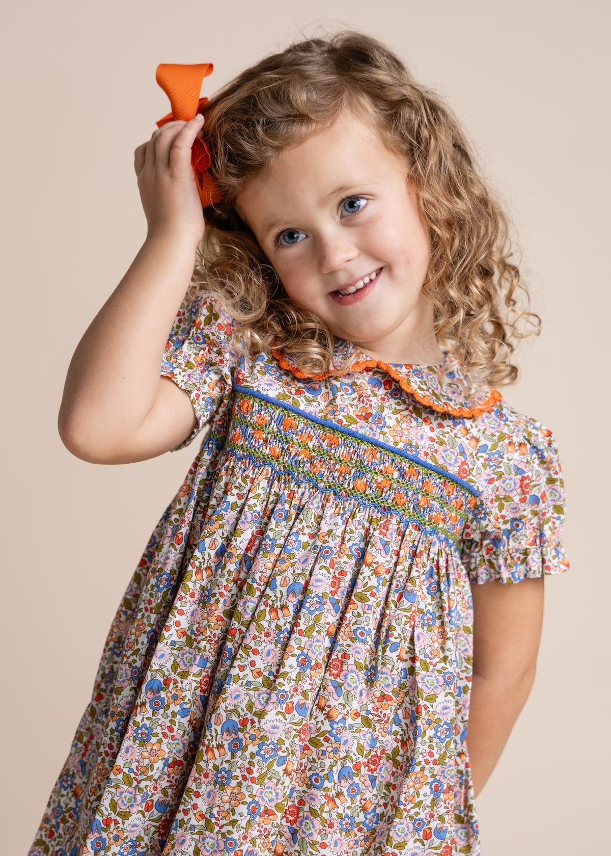 Smocked Day Dress - Pheasant Floral